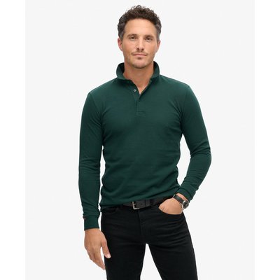 Polo en piqué de coton à manches longues SUPERDRY