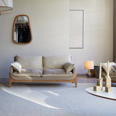 Canapé en chêne massif et tissu Linen, 2 places WOODNEST TIKAMOON