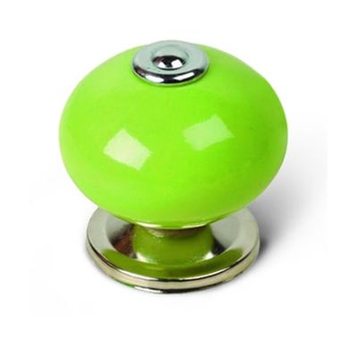 Bouton De Meuble Rond, Porcelaine, Pistache, Diam. 40 Mm REI