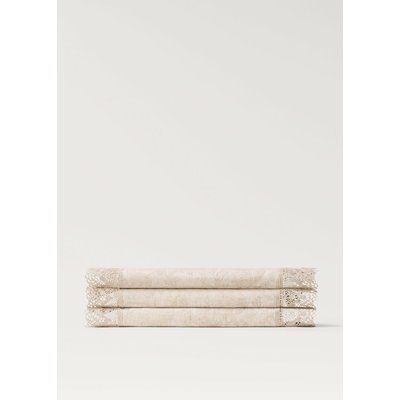 Chemin de table en lin jacquard fleuri à dentelle MANGO HOME