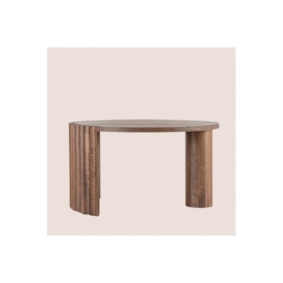 Table basse ronde en manguier brun contemporaine D80 - AGRA HELLIN, DEPUIS 1862