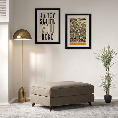 Amelia Velvet Footstool with Dark Wood Legs ÉDITÉ
