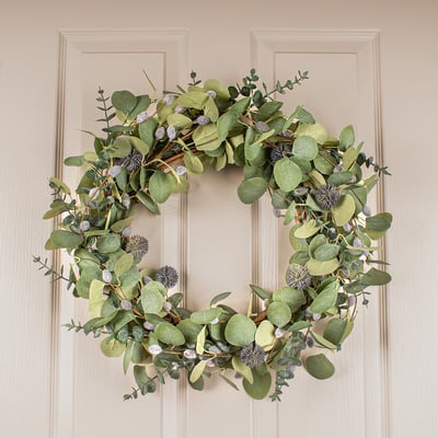 52cm Artificial Eucalyptus & Pussy-Willow Wreath SO'HOME