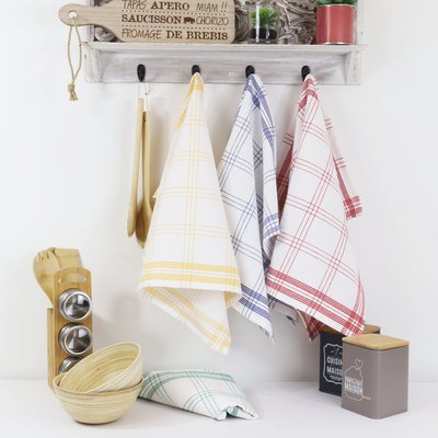 Lot de 12 torchons de cuisine coton tissé teint jacquard MAEVA LINANDELLE