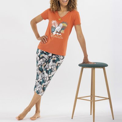 Pyjama court femme HONOLULU orange MELISSA BROWN