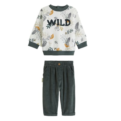 Ensemble bébé sweat et pantalon en velours côtelé Elliott PETIT BEGUIN