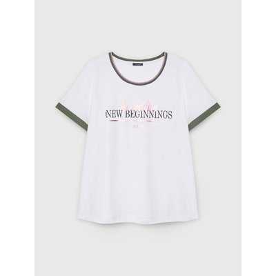 T-shirt avec inscription sur le devant à effet lamé et bords contrastants FIORELLA RUBINO