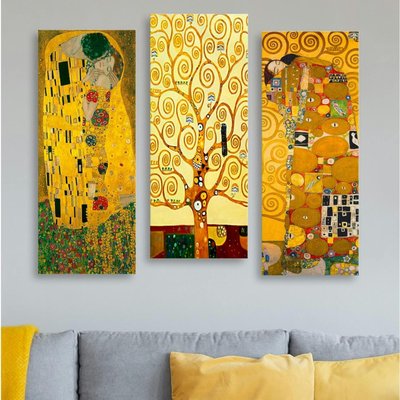 Tableau décoratif Klimt – Baiser, Arbre, Etreinte (set de 3) PIER IMPORT