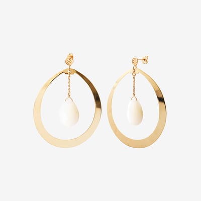 Boucles d'oreilles créoles solange nacre blanche CAROLINE NAJMAN