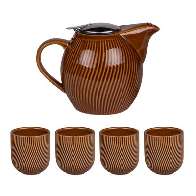 Coffret théière 0,9L avec 4 gobelets   miel-MAO TABLE PASSION