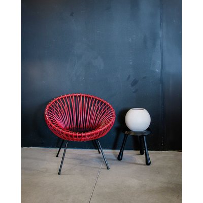 Fauteuil en rotin rouge Martin N°39 - Bon état DEBONGOUT