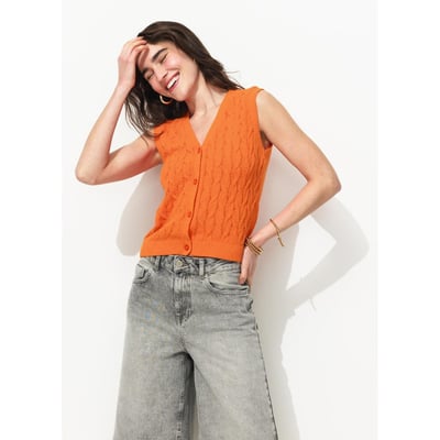 Gilet Boléro Torsadé Sans Manches Esprit Folk - Framboise - Taille 46/48 - La Redoute - Neuf Sans étiquettes