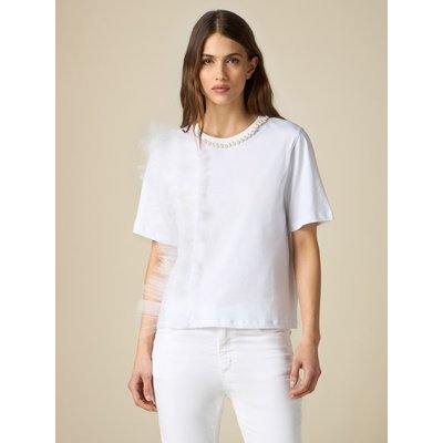 T-shirt avec perles et tulle OLTRE