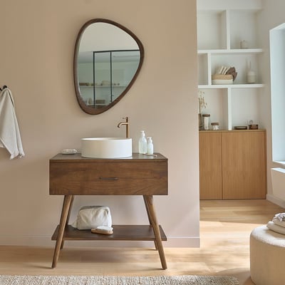 Meuble de salle de bain en mindi massif 80 cm  CALIXTE BERAH GETAH