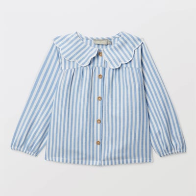 Blouse col fantaisie rayée en coton BIO GOTS BOUT'CHOU