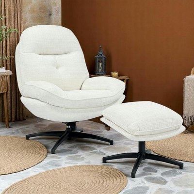 Fauteuil détente pivotant blanc avec repose pieds IENA PIER IMPORT