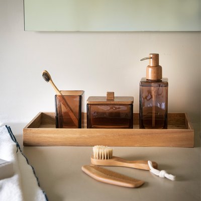 Pot brosse à dents verre marron COSTA MAISON AUBERTIN