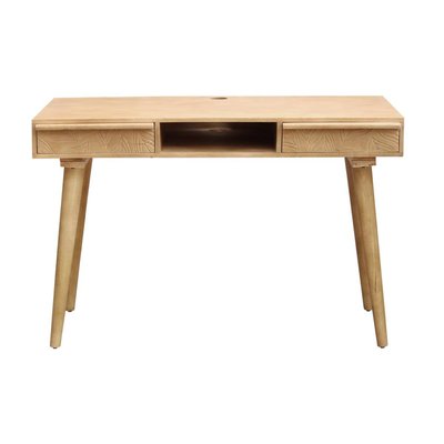 Bureau avec rangements 2 tiroirs ethnique bois manguier massif gravé L120 cm KAFFIR MILIBOO