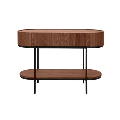 Console design avec tiroirs en bois foncé noyer et métal noir L110 cm SKYE MILIBOO