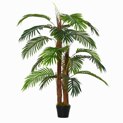 Palmier artificiel hauteur 1,2 m tronc branches lichen feuilles grand réalisme pot inclus OUTSUNNY