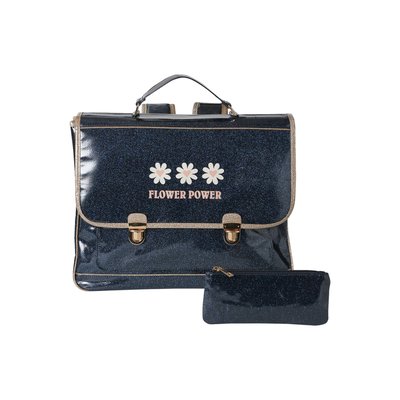 Cartable + trousse pailletés "Flower power" VERTBAUDET