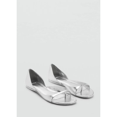 Sandales cuir métallisées MANGO