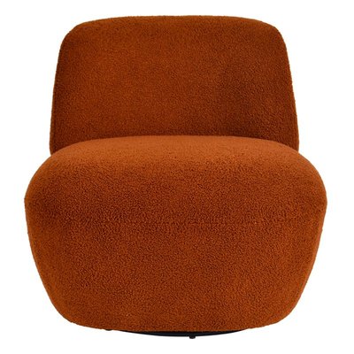 Fauteuil pivotant en bouclette épaisse écru ZAGO