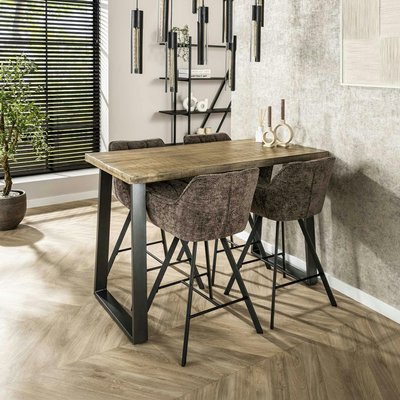 Table de bar mange-debout industriel en bois de manguier et métal acier 135cm LUCKNOW PIER IMPORT