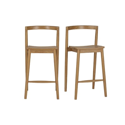 Tabourets de jardin empilables en bois teck massif H70 cm (lot de 2) OMBAK MILIBOO