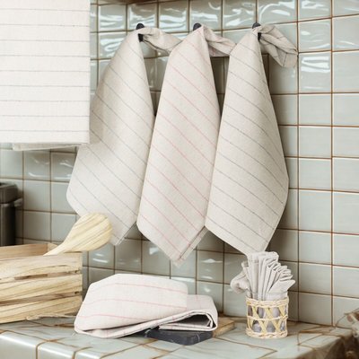 Lot de 6 torchons de cuisine pur Lin  LINELLE LINANDELLE