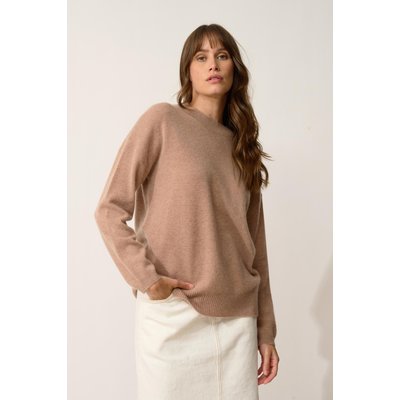 Pull Col Rond Camel Chiné Kayla JUST CASHMERE