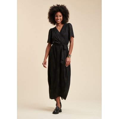 Robe longue faux portefeuille en voile imprimé pailleté LA FEE MARABOUTEE