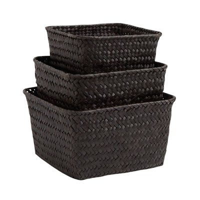 Corbeilles en palmier teinté noir (Lot de 3) AUBRY GASPARD