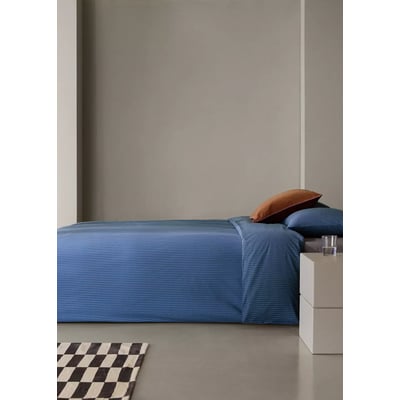 Housse de couette percale de coton 200 fils imprimé rayures fines kodak lit 135/140 cm MANGO HOME