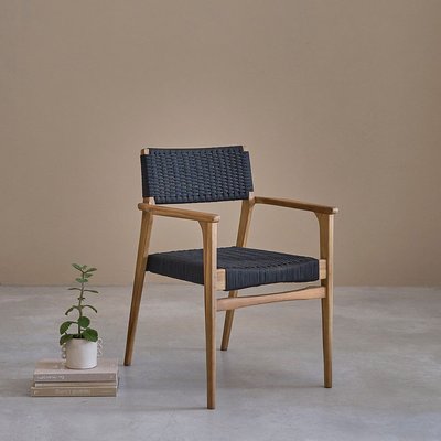 Fauteuil en teck massif et cordage noir BERAH GETAH