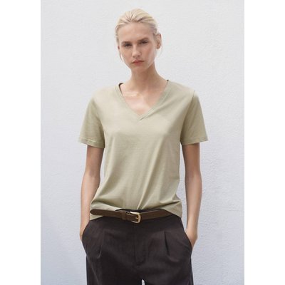 T-shirt coton col en V MANGO