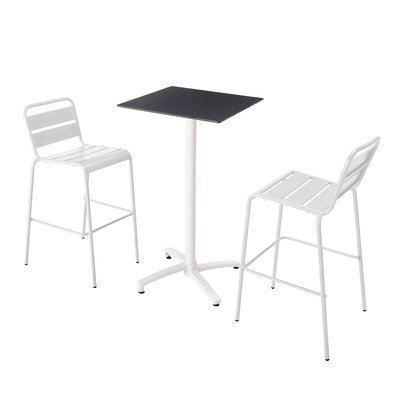 Ensemble table inclinable en hpl avec chaises hautes en métal, OPERA OVIALA