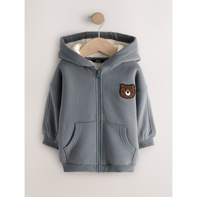 Sweat à capuche zippé doublure en peau lainée NEXT
