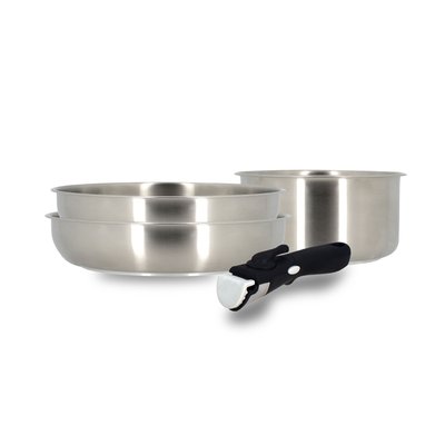 Batterie de cuisine 4 pièces en inox, IRIS MENASTYL