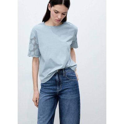 T-shirt en coton avec manches en crochet MANGO