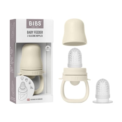 grignoteuse pour bebe  avec 2 tetines en silicone couleur ivoire Bibs