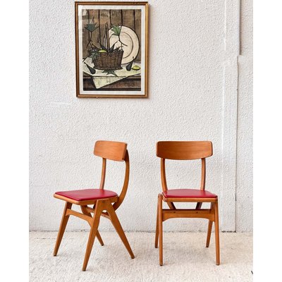 Paire de chaises en bois Alma N°681 - Bon état DEBONGOUT
