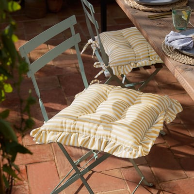 Set of 2 Millie Ruffle Indoor/Outdoor Seat Pads WYLDER