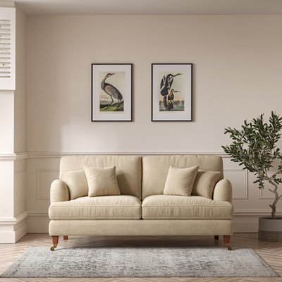 Emeline Soft Brushed 3 Seater Sofa with Antique Castor Legs SO'HOME