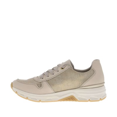 Baskets running en cuir beiges à talon plat avec des lacetes et un zip latéral RIEKER
