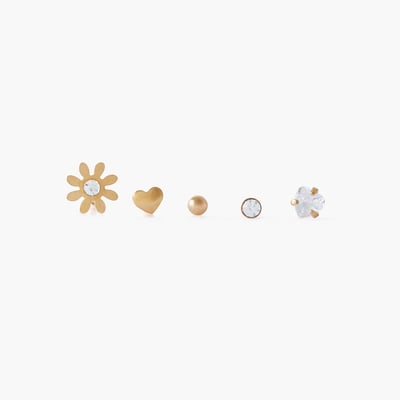 Set de 5 piercings nez studs acier inoxydable doré BALABOOSTE