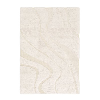 Tapis intérieur shaggy motif avec relief crème AMY SWEEEK