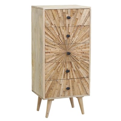 Commode en manguier sculpté SUNRISE 5 tiroirs AUBRY GASPARD