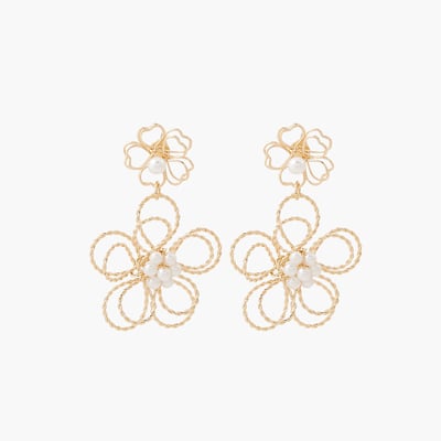 Boucles d'oreilles fleurs en métal doré BALABOOSTE