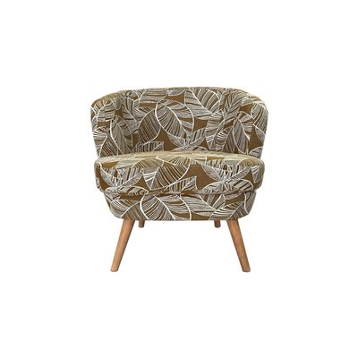 Fauteuil rétro en tissu jacquard motifs floraux - DAGOBERT AMADEUS